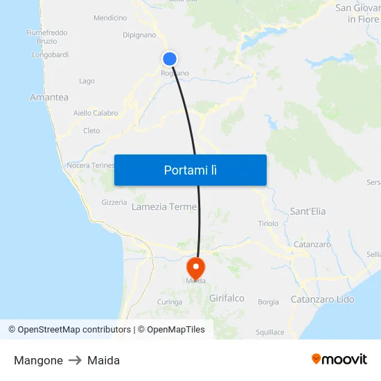Mangone to Maida map