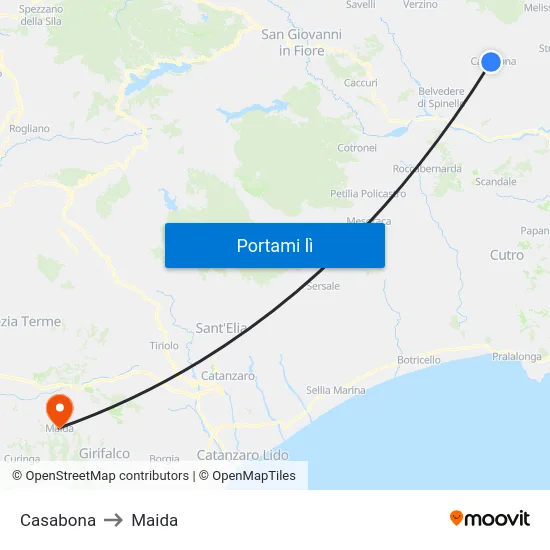 Casabona to Maida map