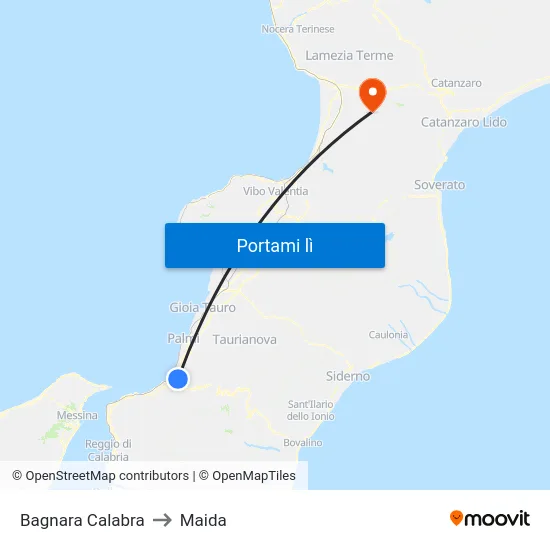 Bagnara Calabra to Maida map