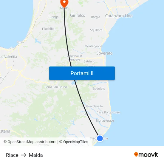 Riace to Maida map