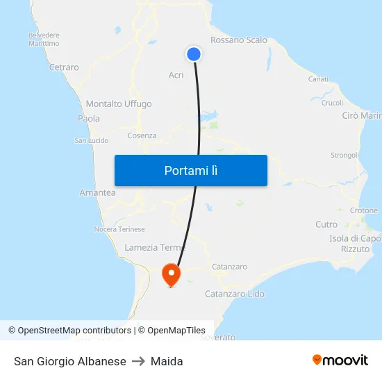 San Giorgio Albanese to Maida map