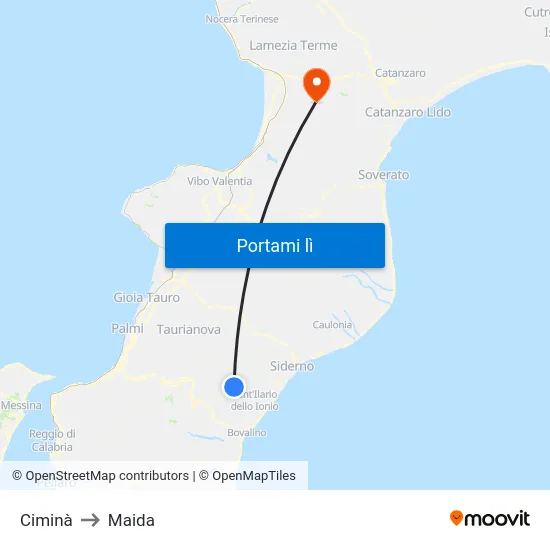 Ciminà to Maida map