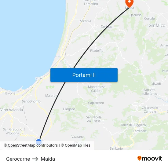 Gerocarne to Maida map