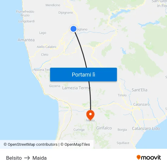 Belsito to Maida map