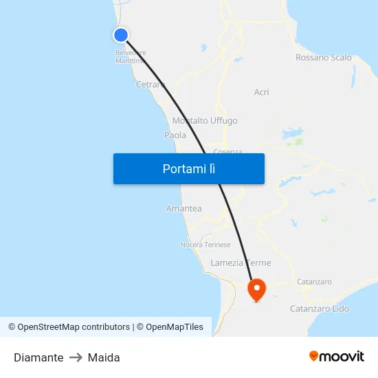 Diamante to Maida map