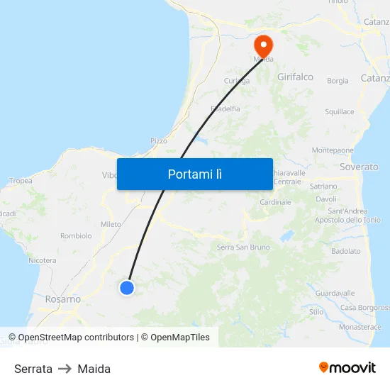 Serrata to Maida map