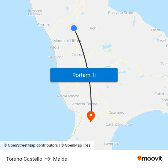 Torano Castello to Maida map