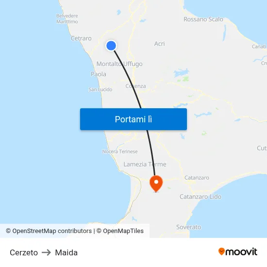 Cerzeto to Maida map