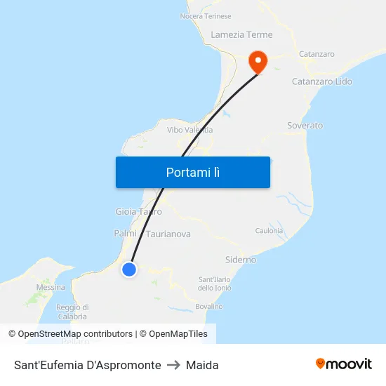 Sant'Eufemia D'Aspromonte to Maida map