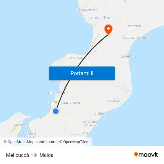 Melicuccà to Maida map