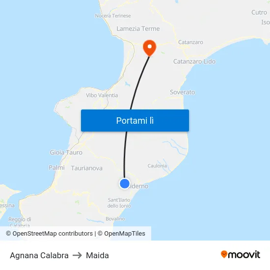 Agnana Calabra to Maida map