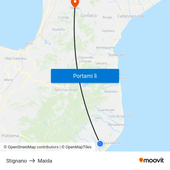 Stignano to Maida map