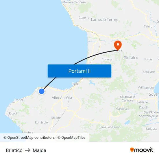 Briatico to Maida map