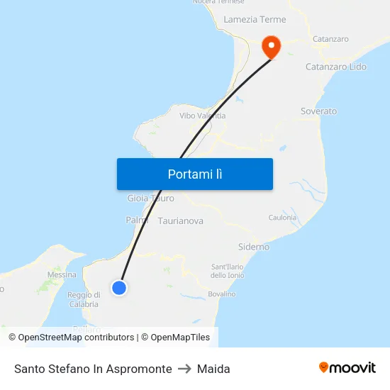 Santo Stefano In Aspromonte to Maida map