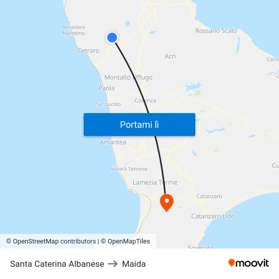 Santa Caterina Albanese to Maida map
