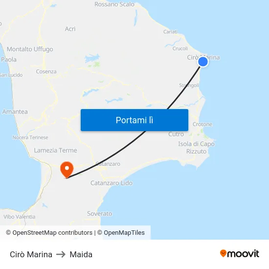 Cirò Marina to Maida map