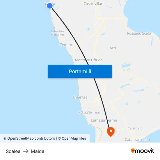 Scalea to Maida map
