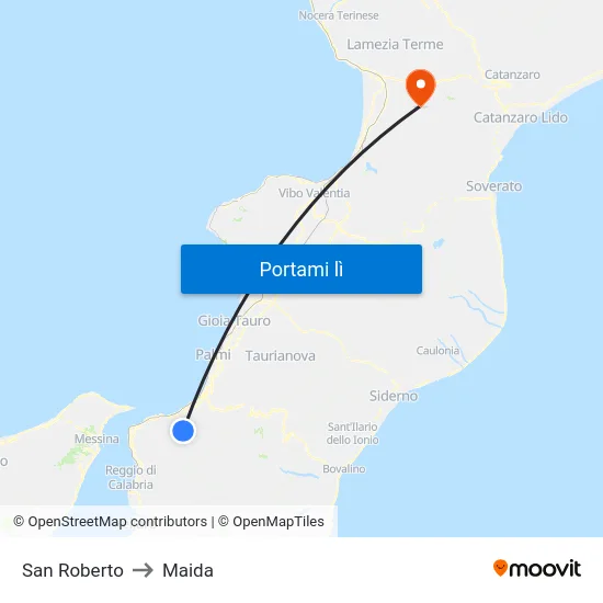 San Roberto to Maida map