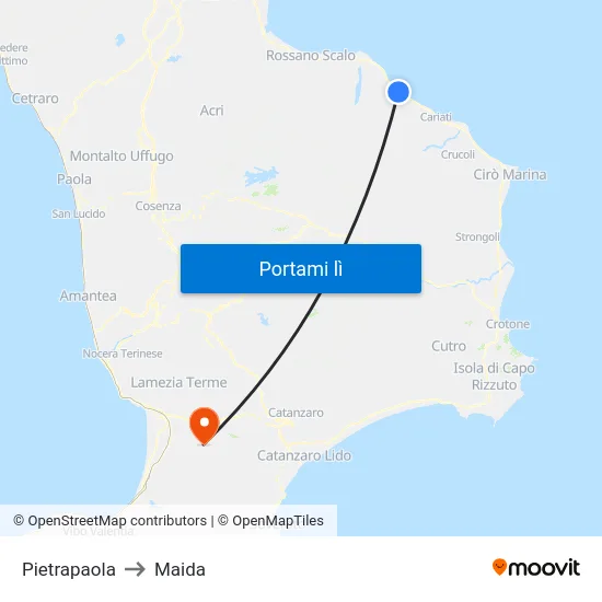 Pietrapaola to Maida map
