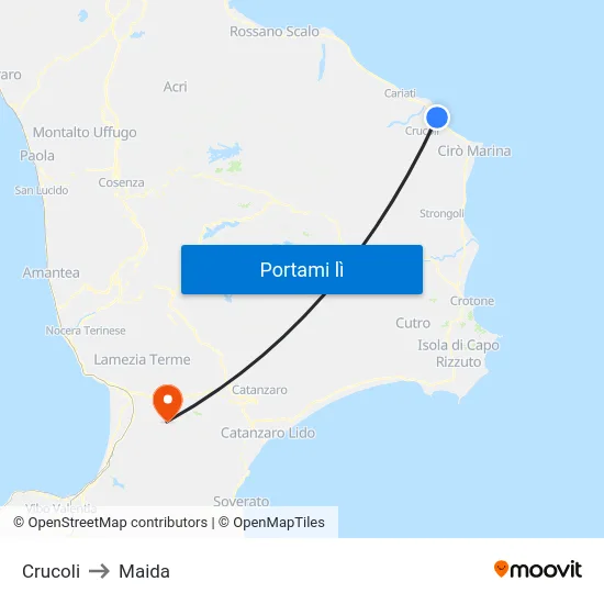 Crucoli to Maida map