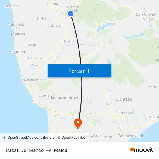 Casali Del Manco to Maida map