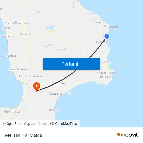 Melissa to Maida map