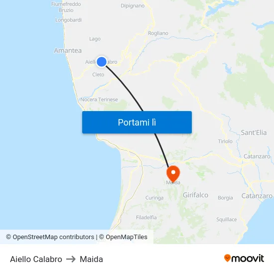 Aiello Calabro to Maida map