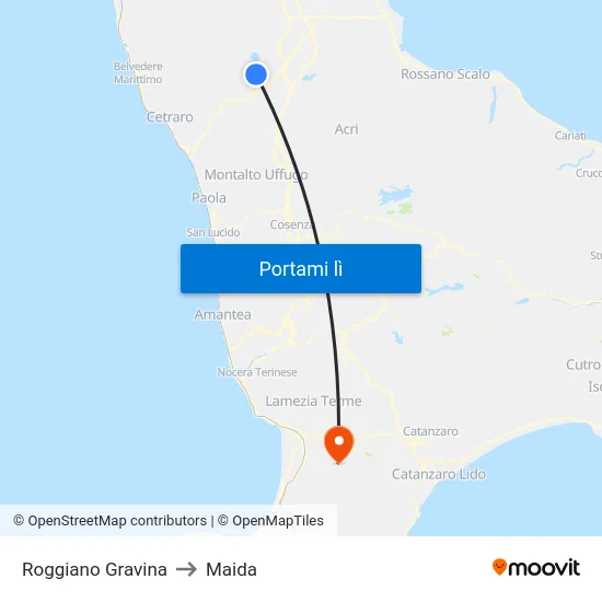 Roggiano Gravina to Maida map