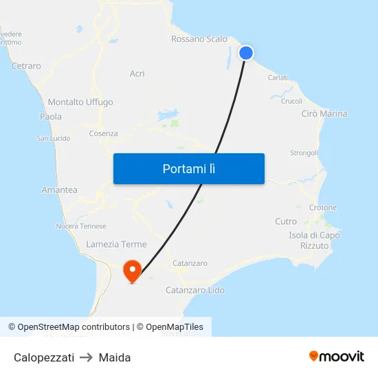 Calopezzati to Maida map