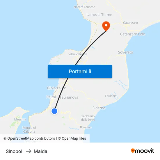 Sinopoli to Maida map