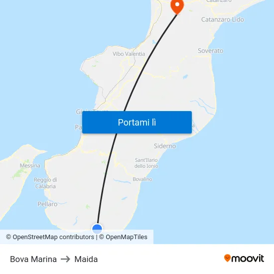 Bova Marina to Maida map
