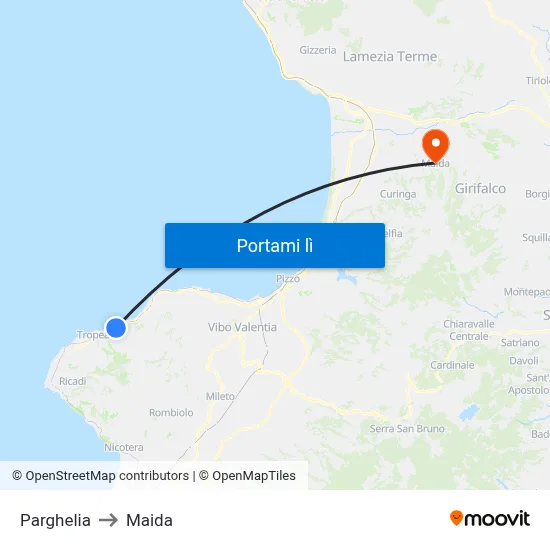 Parghelia to Maida map