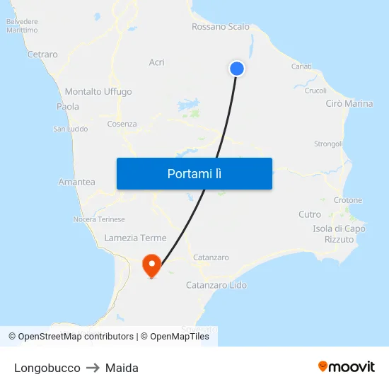 Longobucco to Maida map