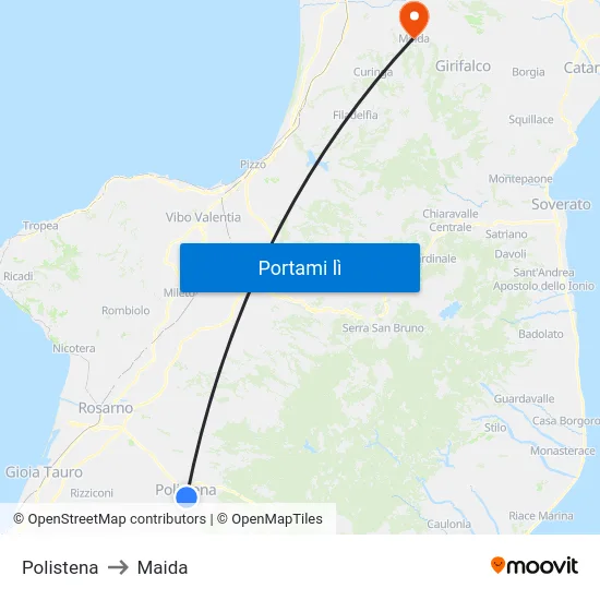 Polistena to Maida map