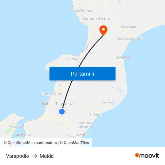 Varapodio to Maida map