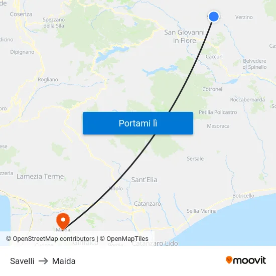 Savelli to Maida map