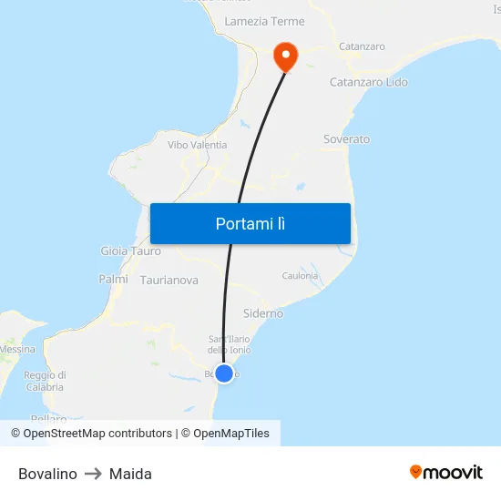 Bovalino to Maida map