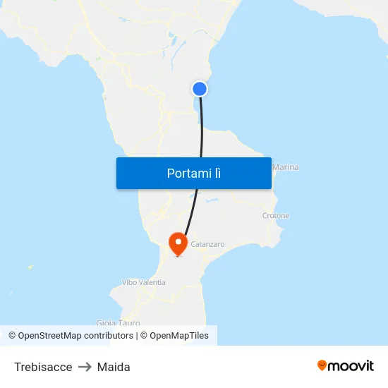 Trebisacce to Maida map