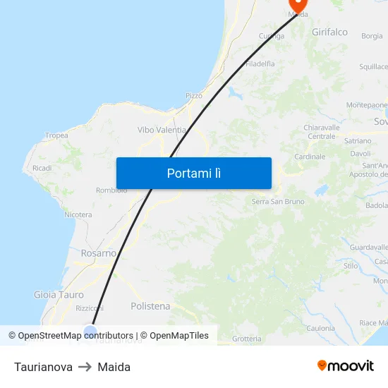 Taurianova to Maida map