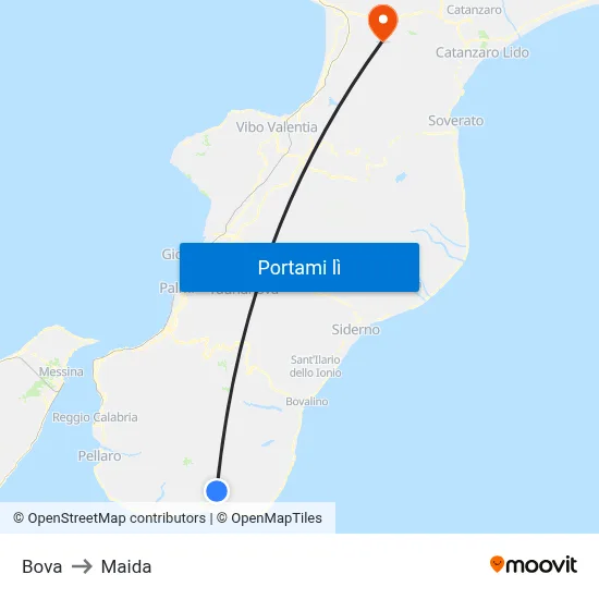 Bova to Maida map