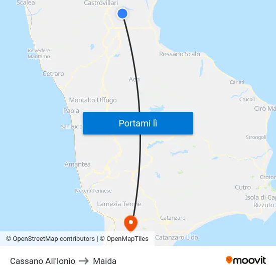 Cassano All'Ionio to Maida map