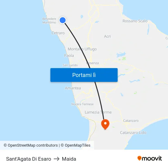 Sant'Agata Di Esaro to Maida map