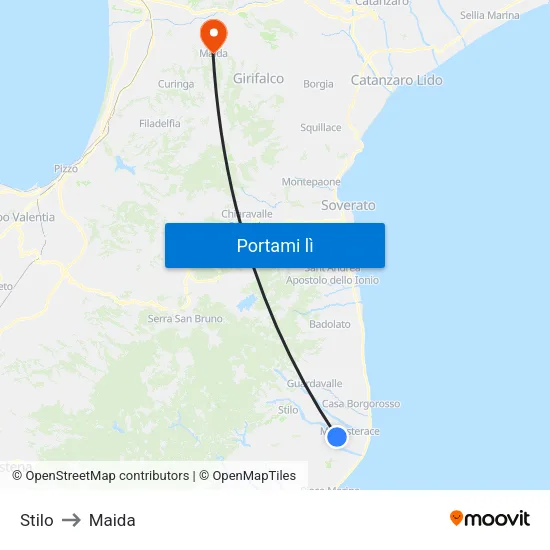 Stilo to Maida map