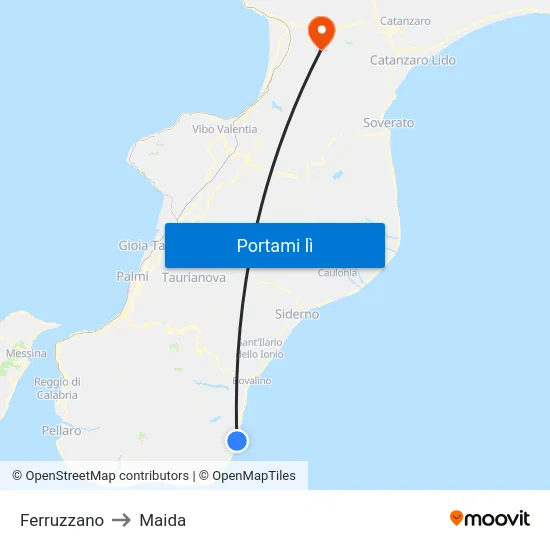 Ferruzzano to Maida map
