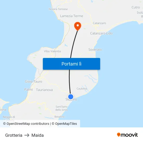 Grotteria to Maida map