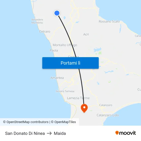 San Donato Di Ninea to Maida map