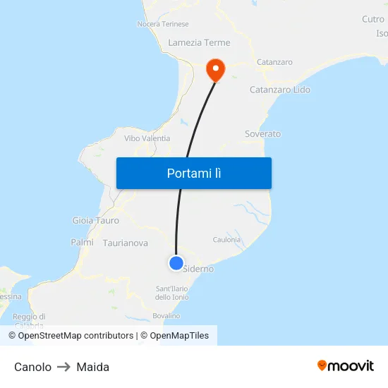 Canolo to Maida map