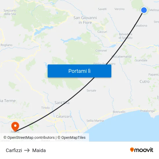 Carfizzi to Maida map