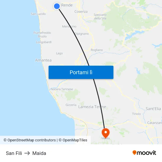 San Fili to Maida map
