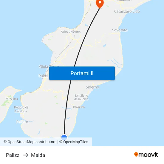 Palizzi to Maida map